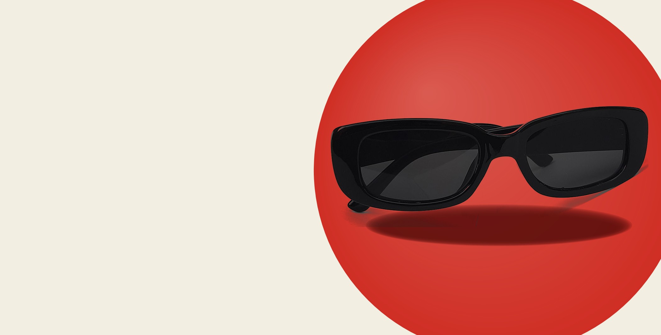 Lunettes solaires noires Optique Balbi sur cercle rouge — blanc, noir, rouge